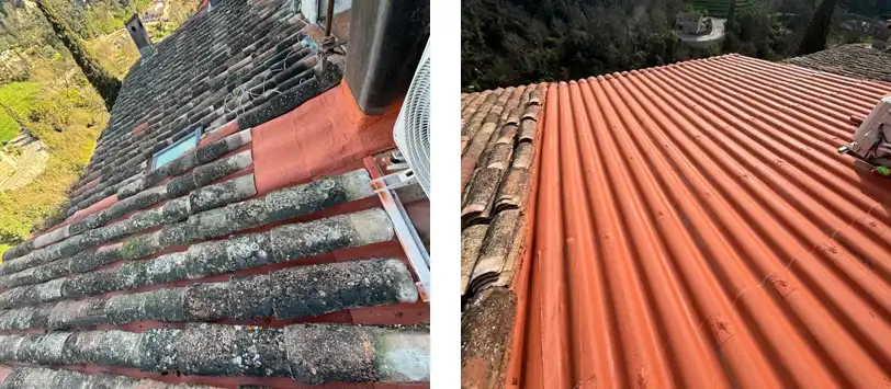 Travaux de toiture avant/après à Contes